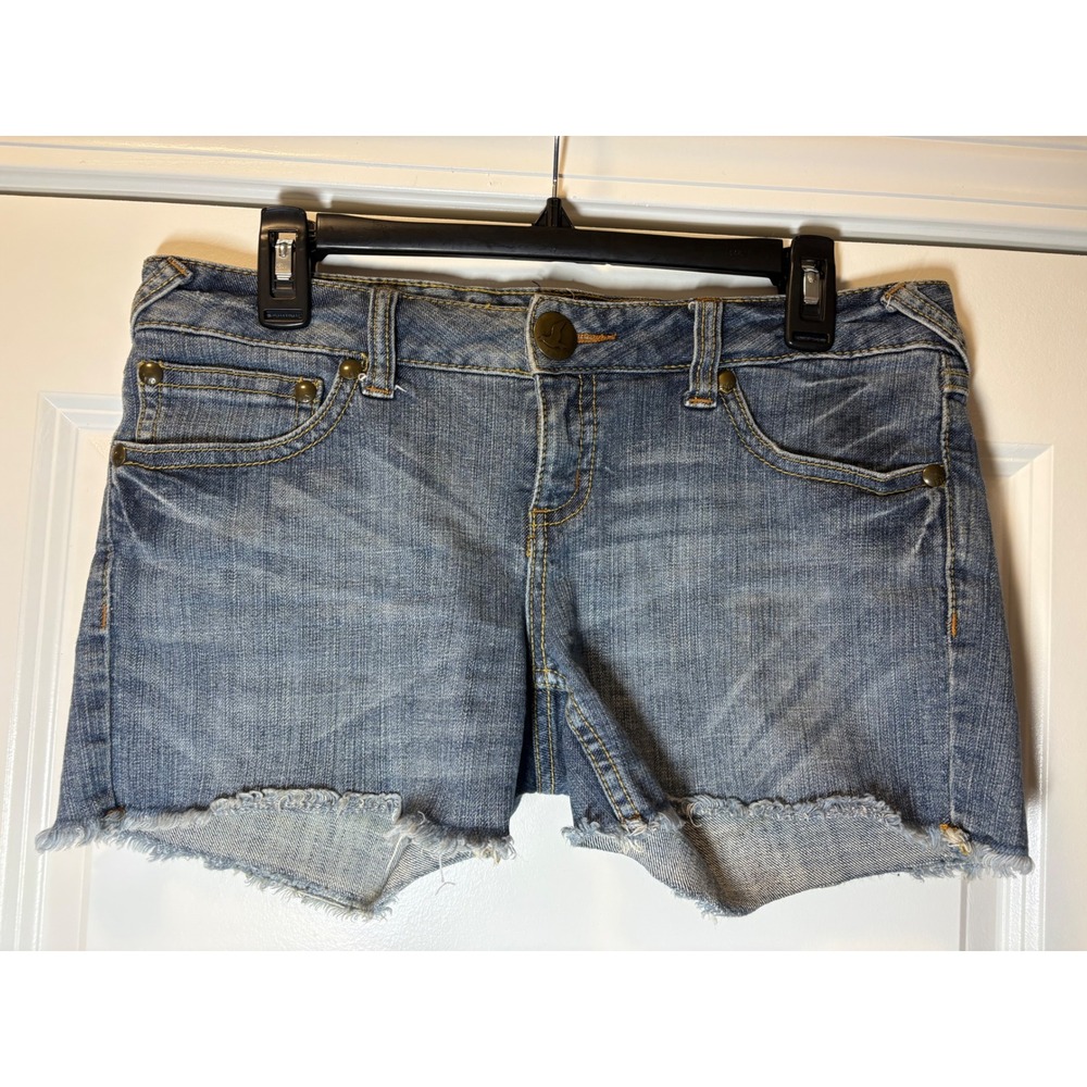 Free People Womens Denim Cut Off Shorts Medium Wash Raw Hem Size 29